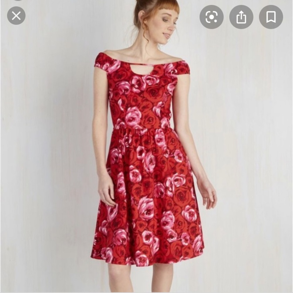 Retrolicious Rose Floral Rockabilly Swing Dress